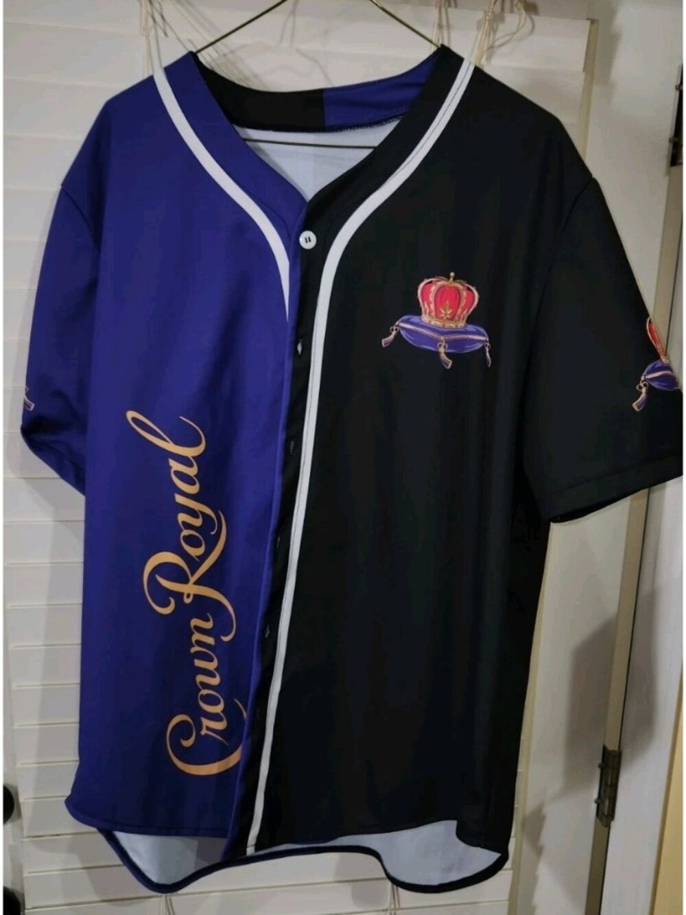 Crown Royal Whiskey Baseball Jersey Adult Size LARGE Purple Advertising